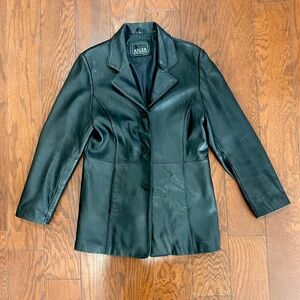 Vtg 80s Adler Collection 100% Leather Jacket Blazer Coat Black